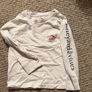 Vineyard Vines Kids White Long Sleeve Tee with Logo